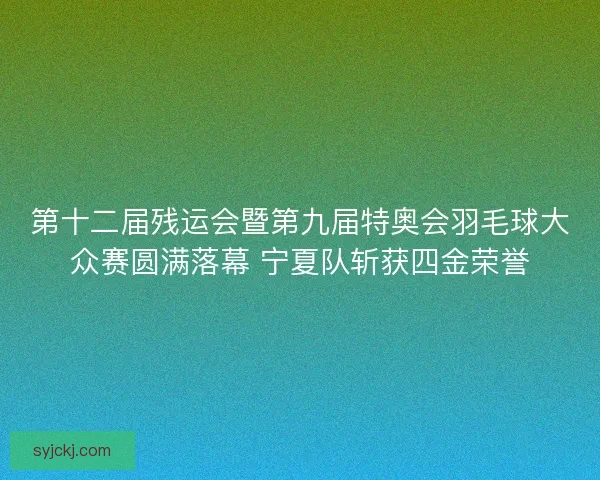 第十二届残运会暨第九届特奥会羽毛球大众赛圆满落幕 宁夏队斩获四金荣誉